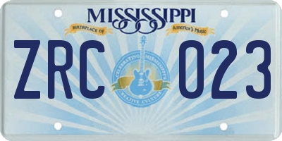 MS license plate ZRC023