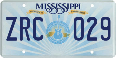 MS license plate ZRC029