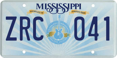 MS license plate ZRC041