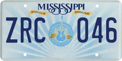 MS license plate ZRC046