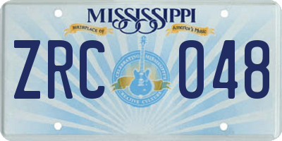 MS license plate ZRC048