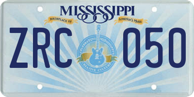 MS license plate ZRC050