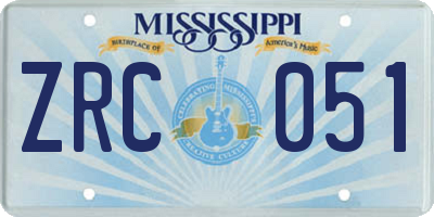 MS license plate ZRC051