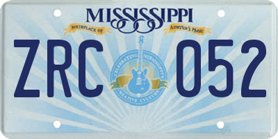 MS license plate ZRC052