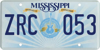 MS license plate ZRC053