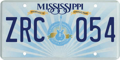 MS license plate ZRC054
