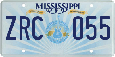 MS license plate ZRC055