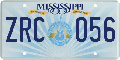 MS license plate ZRC056