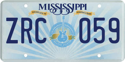 MS license plate ZRC059