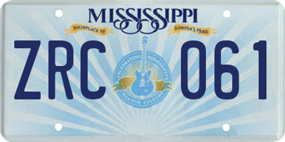 MS license plate ZRC061