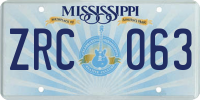 MS license plate ZRC063