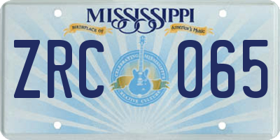 MS license plate ZRC065
