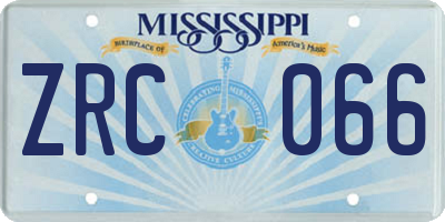 MS license plate ZRC066