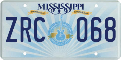 MS license plate ZRC068
