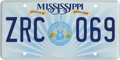MS license plate ZRC069