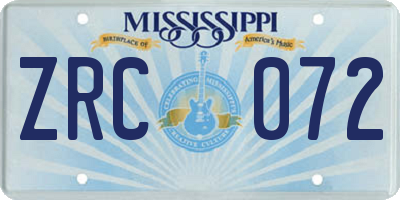 MS license plate ZRC072