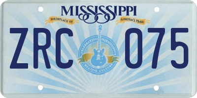 MS license plate ZRC075