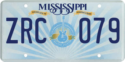 MS license plate ZRC079