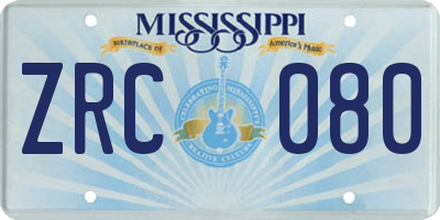 MS license plate ZRC080