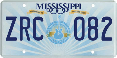 MS license plate ZRC082