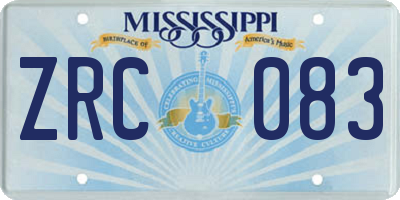 MS license plate ZRC083