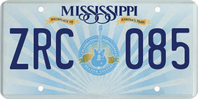 MS license plate ZRC085