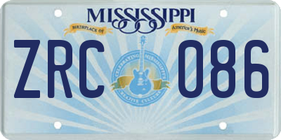 MS license plate ZRC086