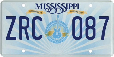 MS license plate ZRC087