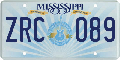 MS license plate ZRC089