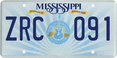 MS license plate ZRC091