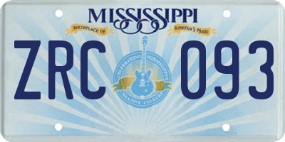 MS license plate ZRC093
