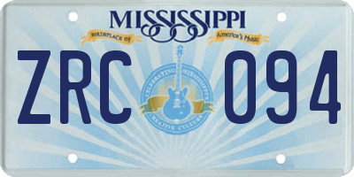 MS license plate ZRC094