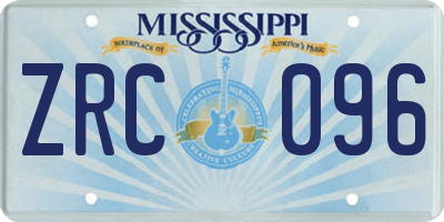 MS license plate ZRC096