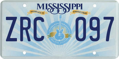 MS license plate ZRC097