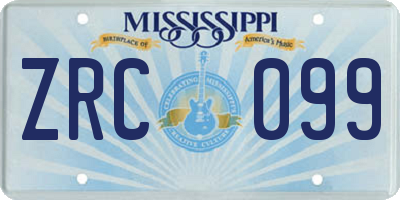 MS license plate ZRC099
