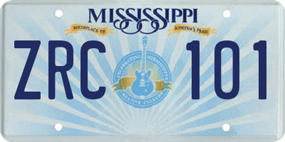MS license plate ZRC101