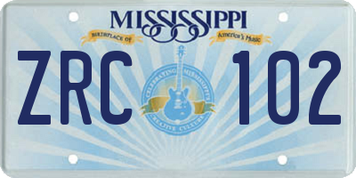 MS license plate ZRC102