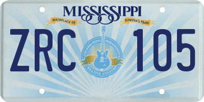 MS license plate ZRC105