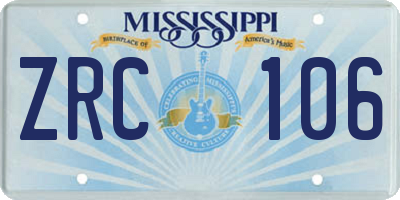 MS license plate ZRC106