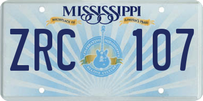 MS license plate ZRC107