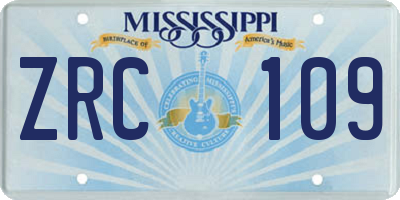 MS license plate ZRC109