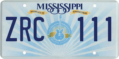 MS license plate ZRC111
