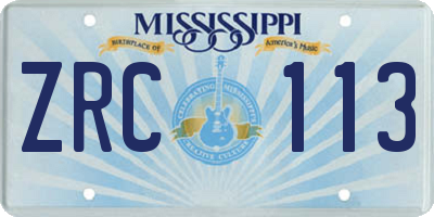 MS license plate ZRC113