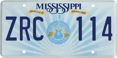 MS license plate ZRC114