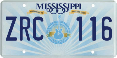 MS license plate ZRC116