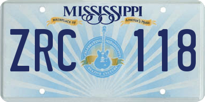 MS license plate ZRC118