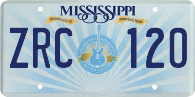MS license plate ZRC120