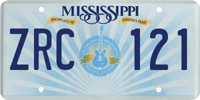 MS license plate ZRC121