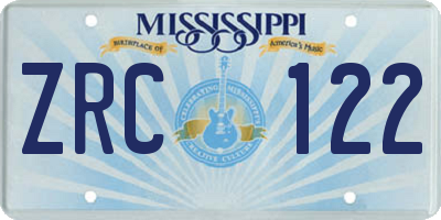 MS license plate ZRC122