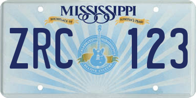 MS license plate ZRC123